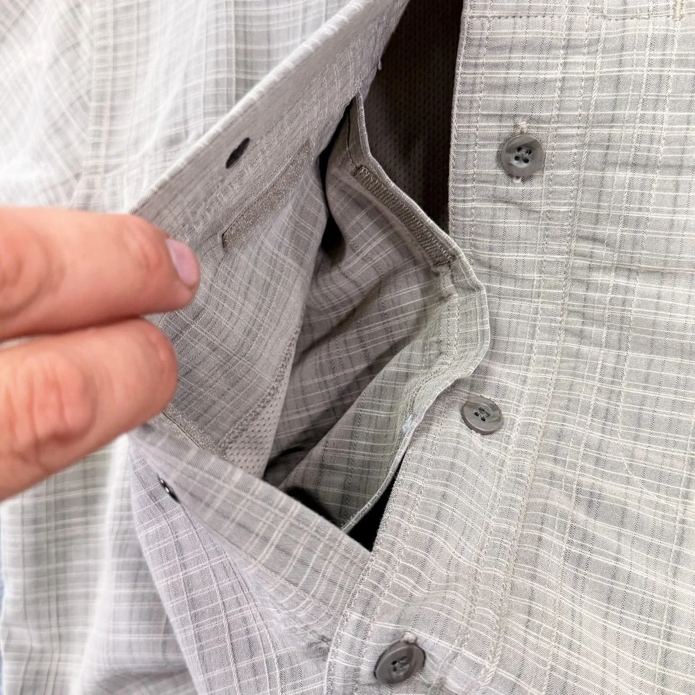 5.11 Tactical Shirt Mens Medium Beige Plaid Mesh Lined Short Sleeve Button Up